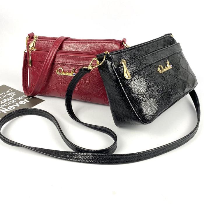 Femme Pochette Extra-Plate Toile Et Cuir 101- Noir  | Portefeuilles / Porte-Monnaie Femme Femme